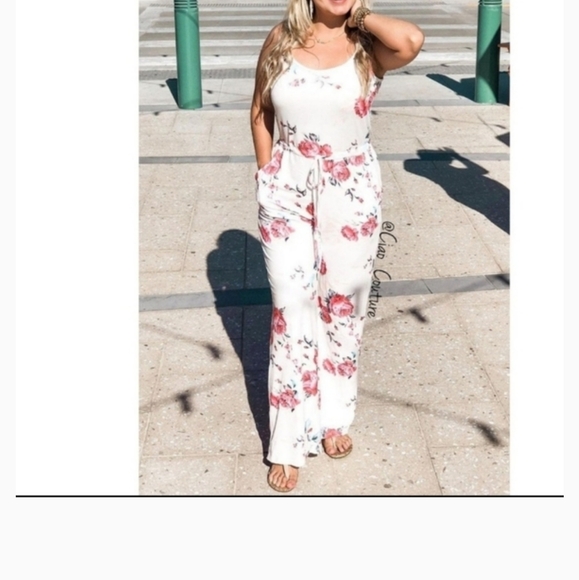 Ivory Floral Jumpsuit with Pockets, Size S, NWT - Picture 4 of 4
